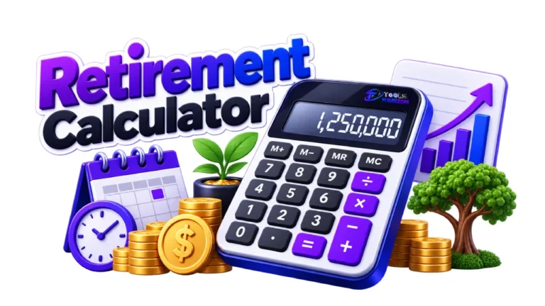 Retirement Calculator for estimating retirement savings, investment growth, retirement income, and future financial needs.